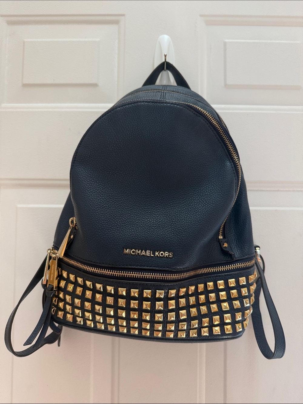 Michael Kors Navy Leather Studded Backpack